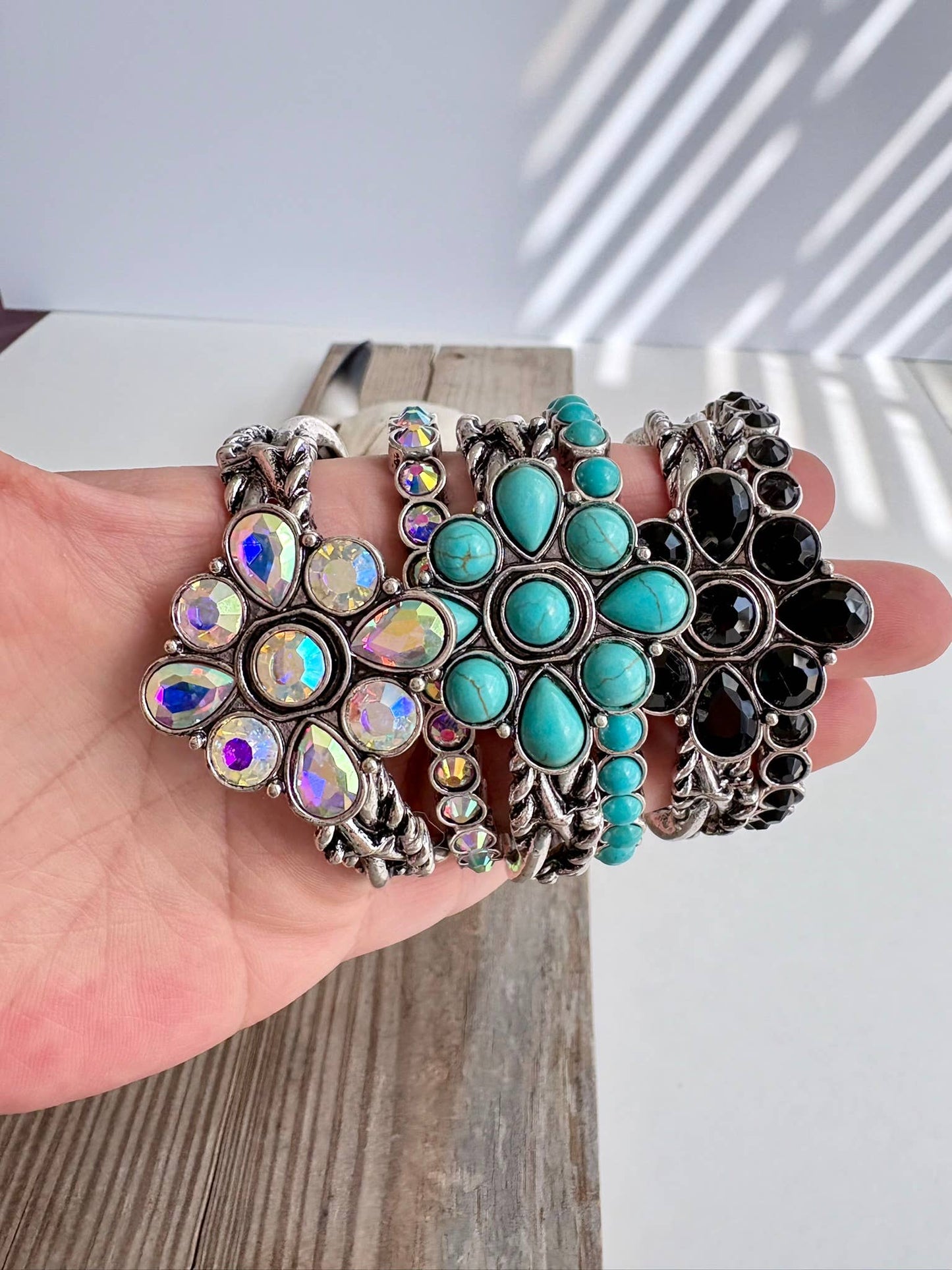 2 Layer Concho Stone Western Stretch Bracelet