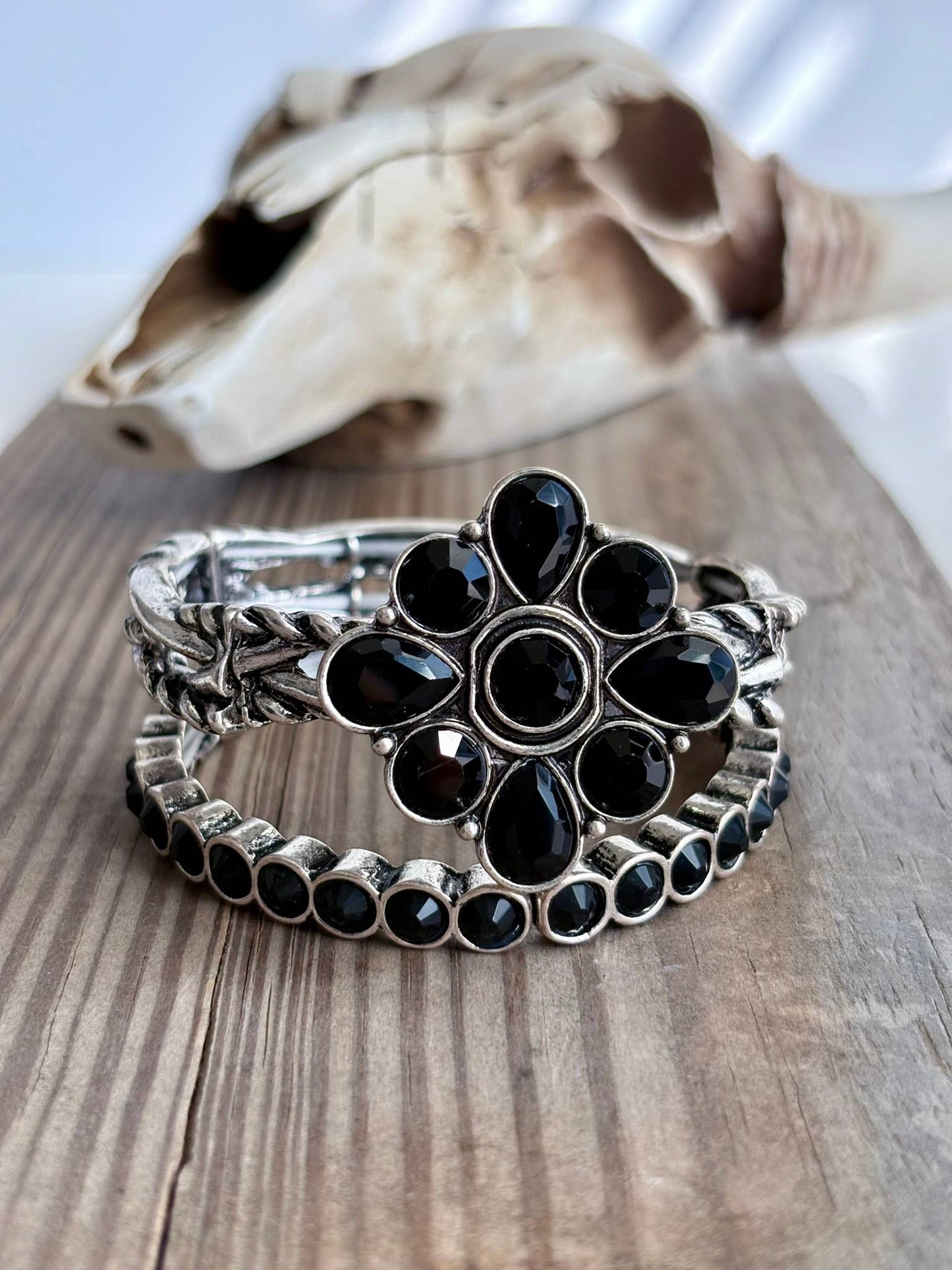 2 Layer Concho Stone Western Stretch Bracelet