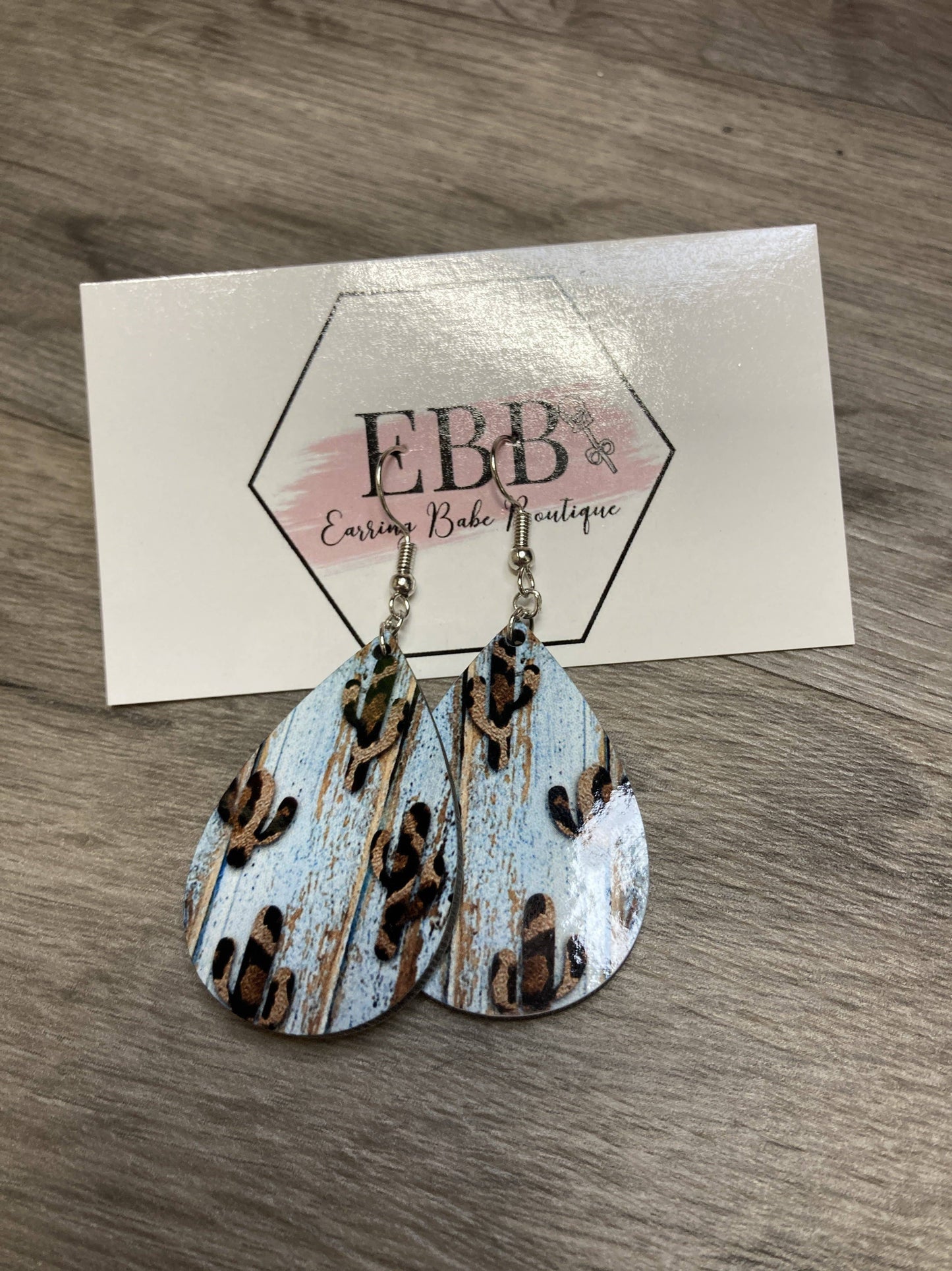 Leopard Cactus Wood Earrings