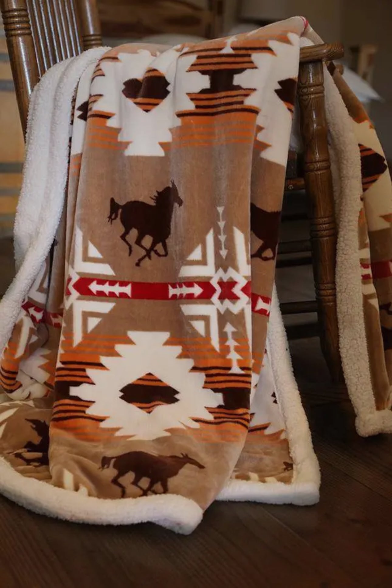 Aztec horse throw blanket