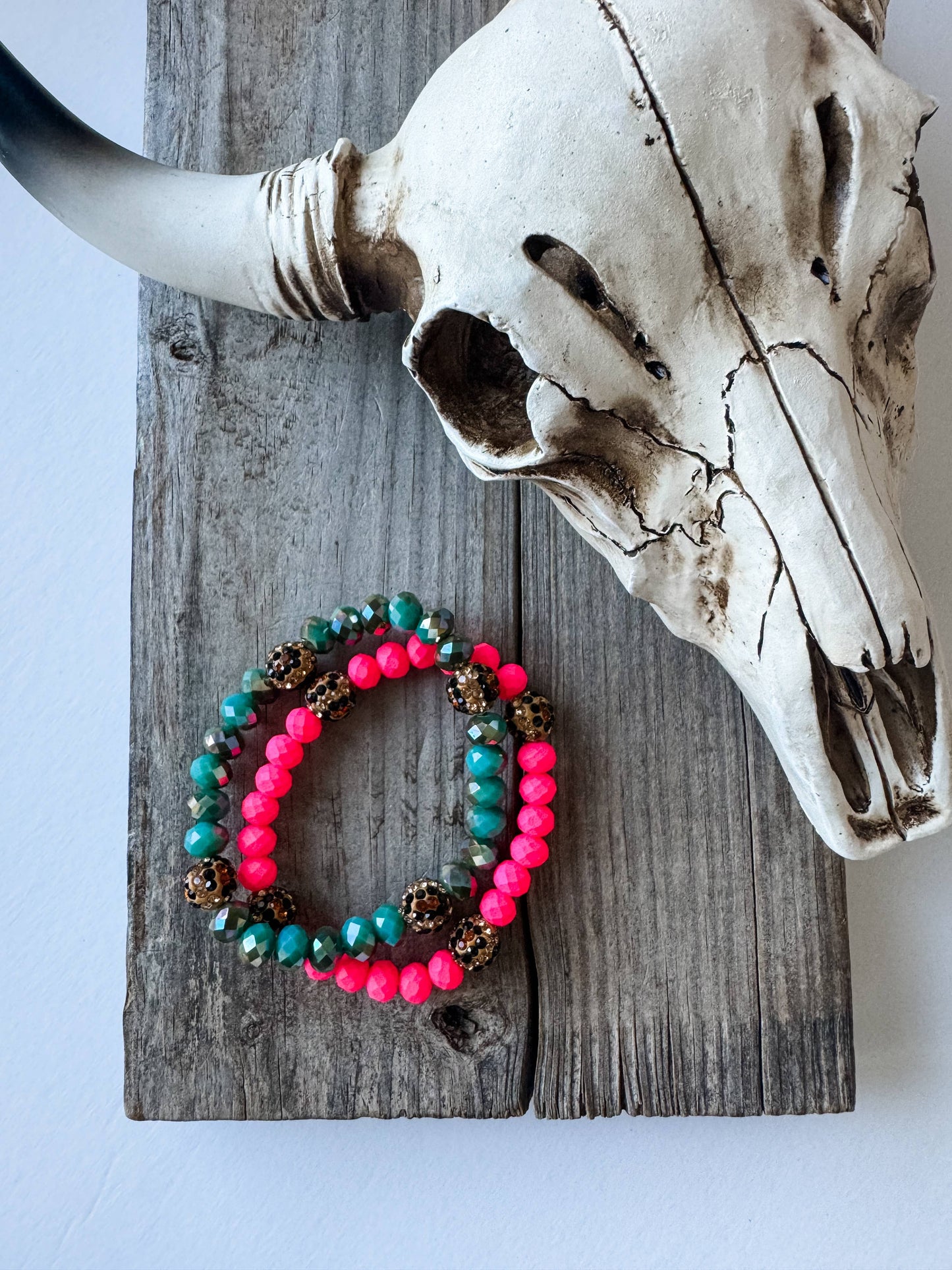 Western Stretch Stackable Leopard Bead Bracelet