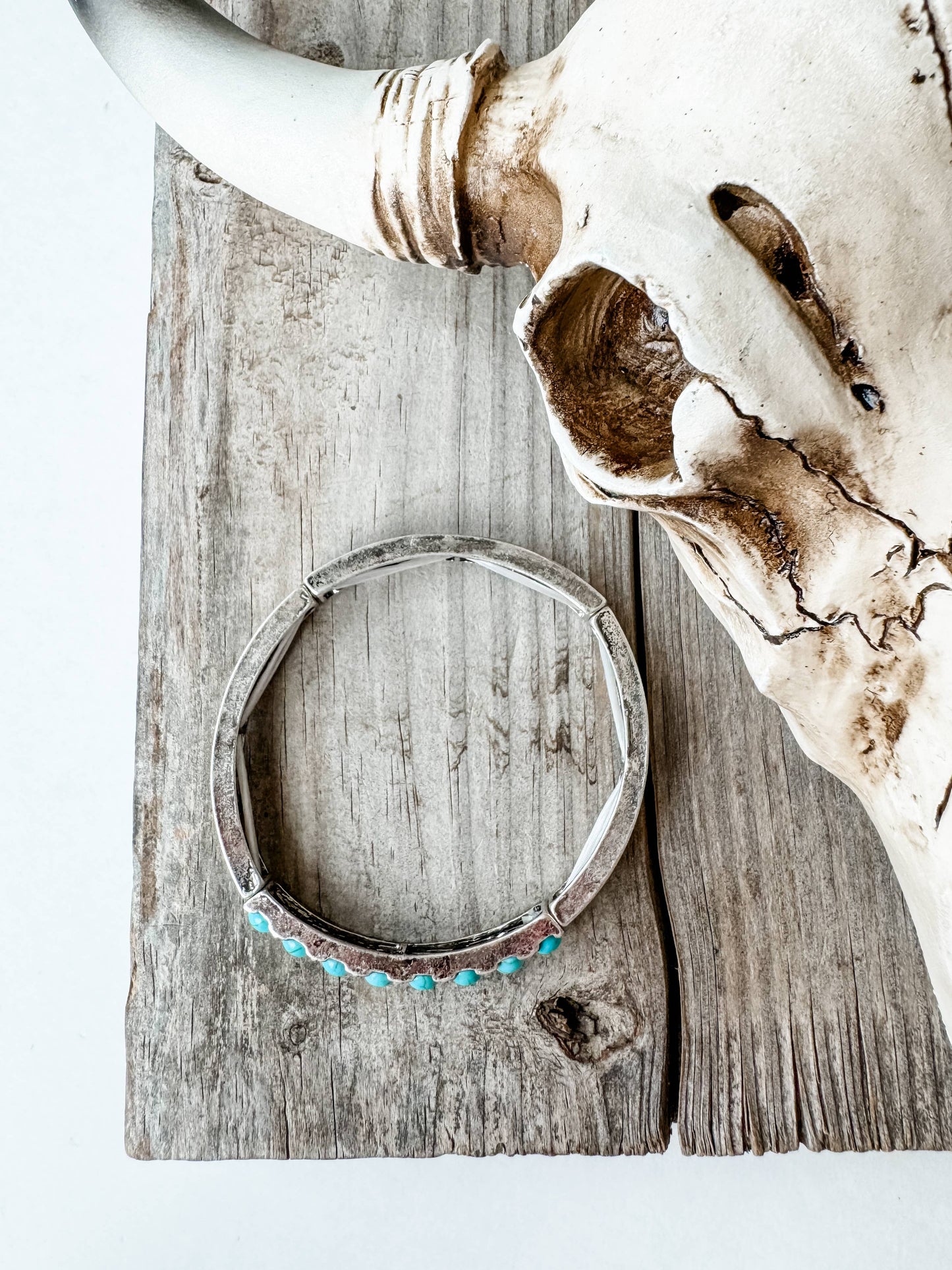 Western Texture with Bead Stretch Bracelet