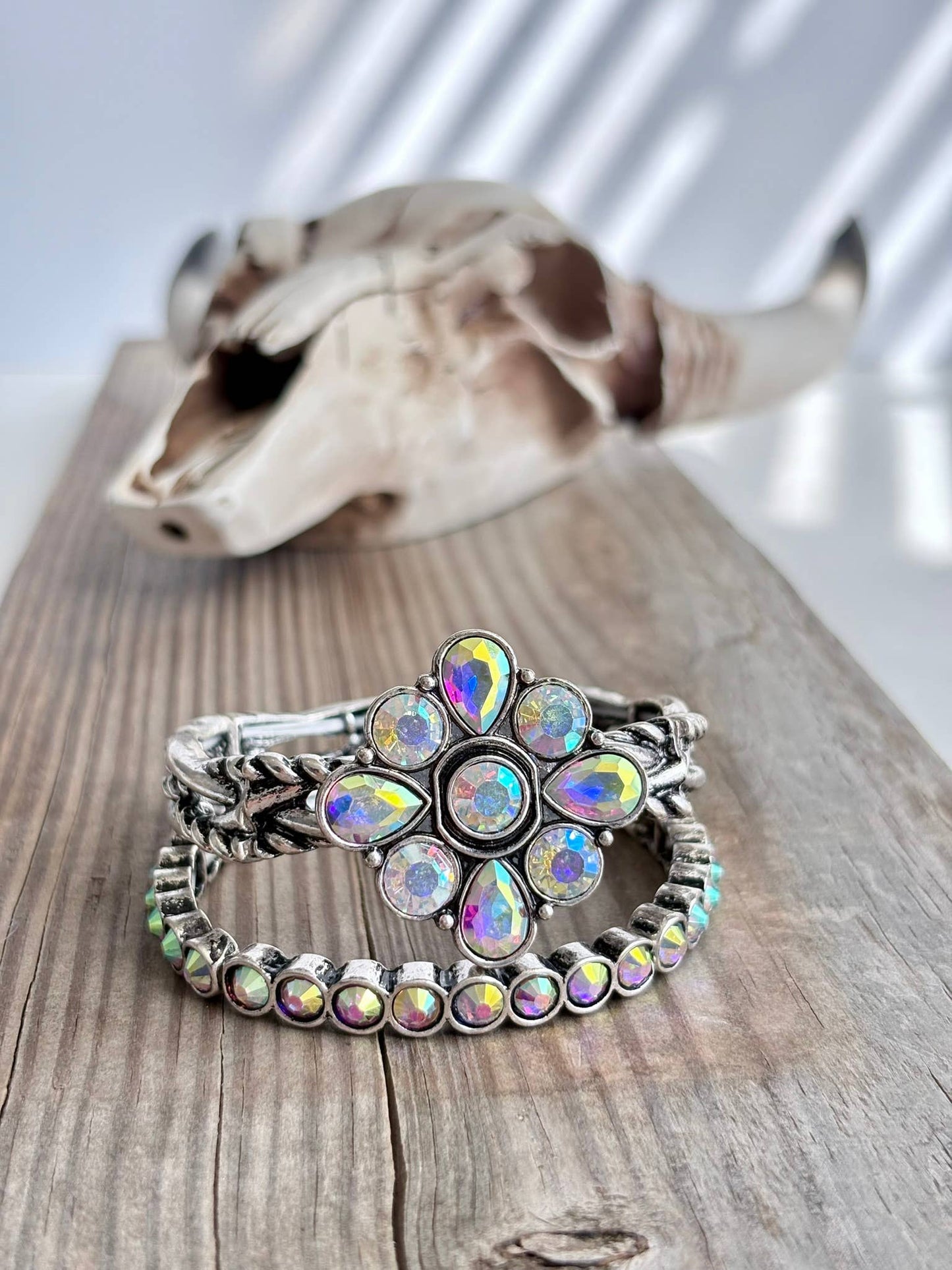 2 Layer Concho Stone Western Stretch Bracelet