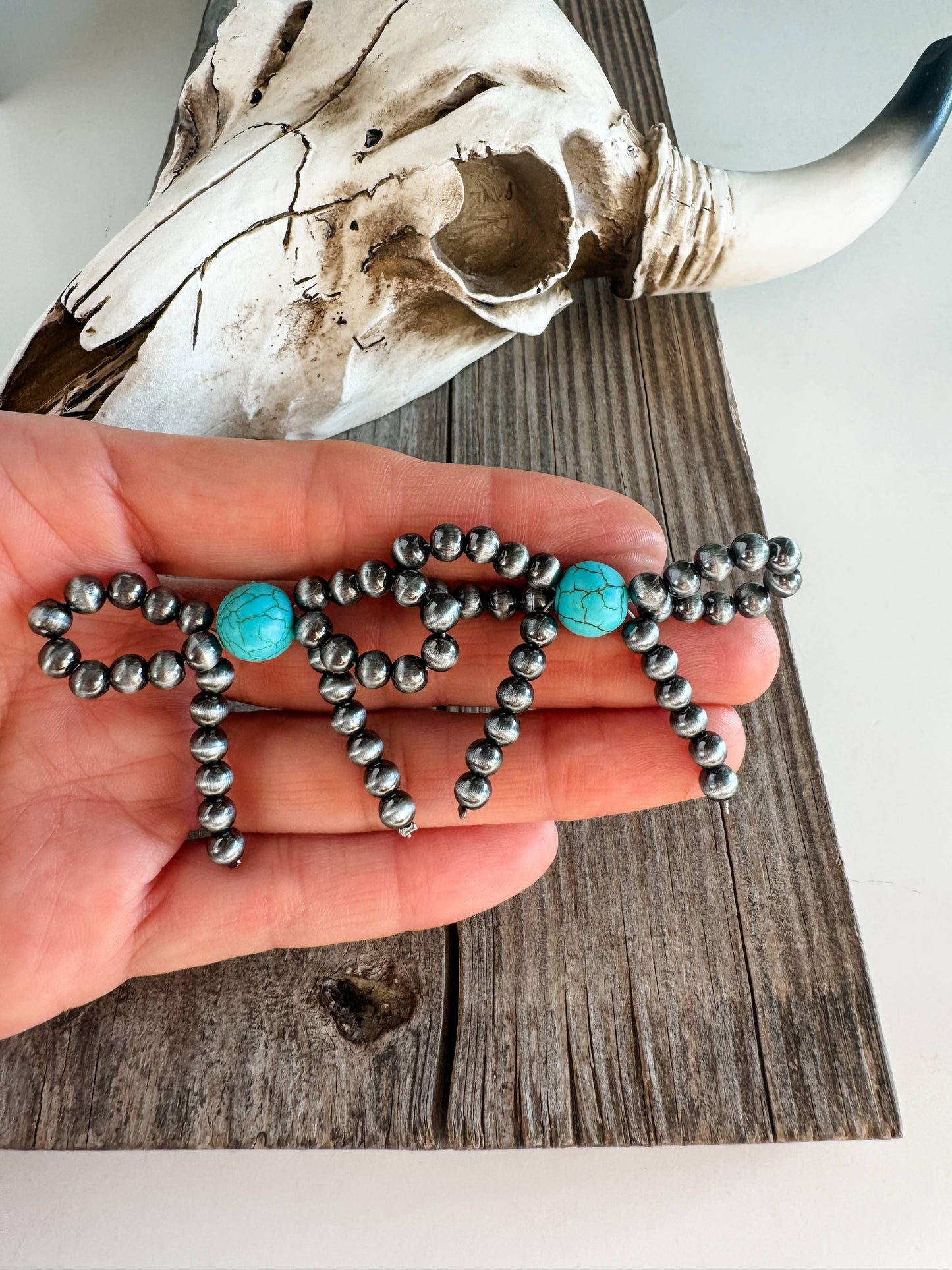 Western Navajo Style Pearl Bow Stud Earrings