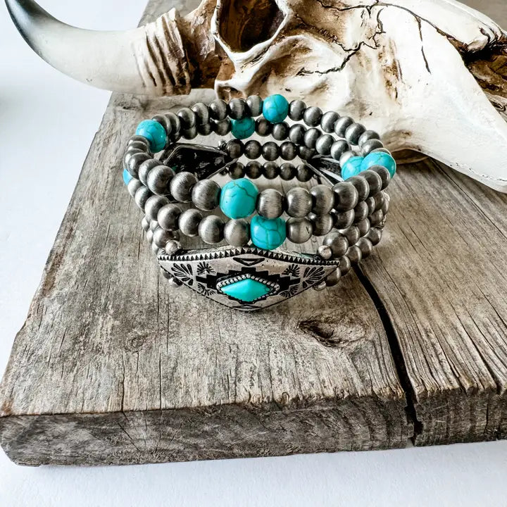 Western Aztec Stone Stretch Bracelets
