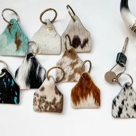 Cowhide Eartag Keychain