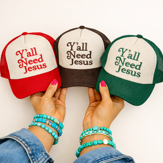 YALL NEED JESUS - Western Trucker Meshback Ball Cap Hat