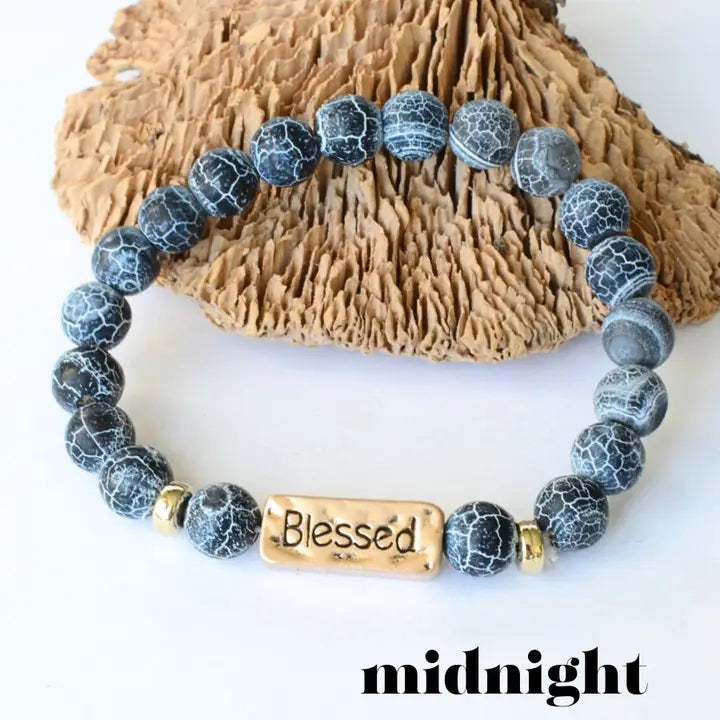 Blessed Stone Stretch Inspirational Religious Bracelet