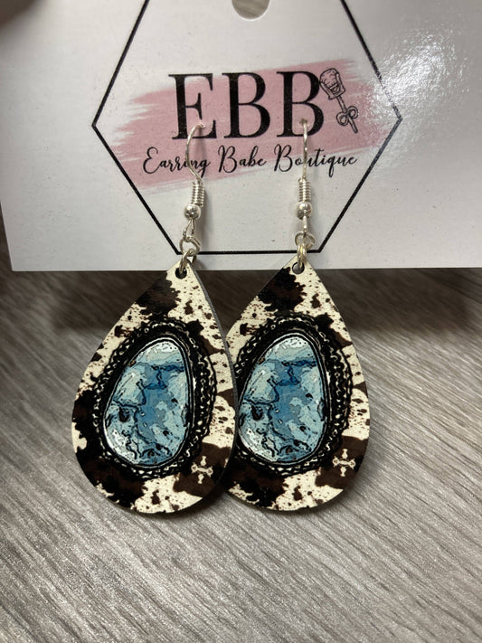 Cowhide Stone Earrings