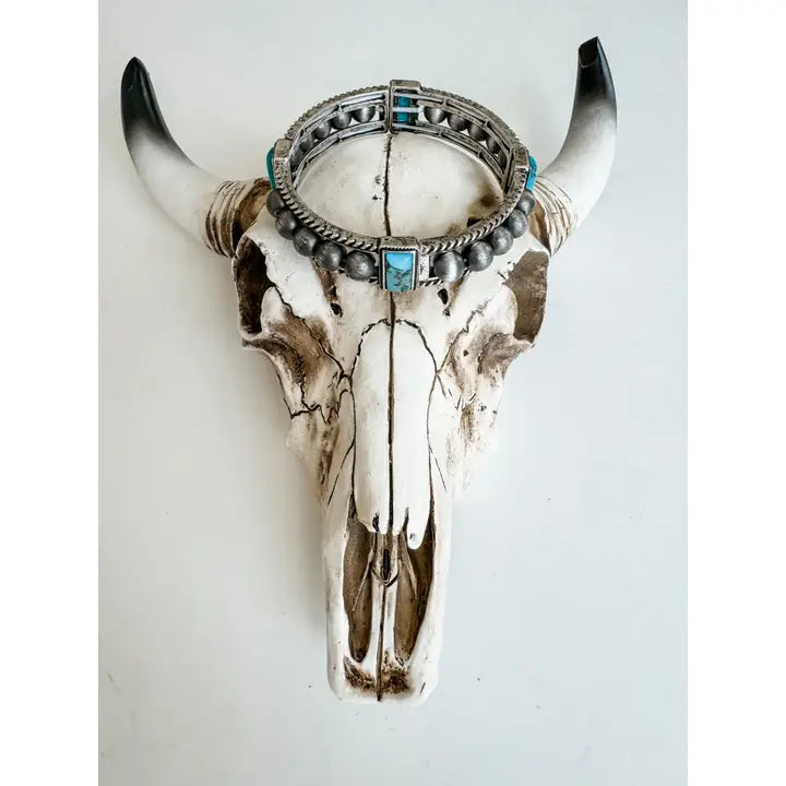 Navajo Style Pearl Stone Stretch Bracelet