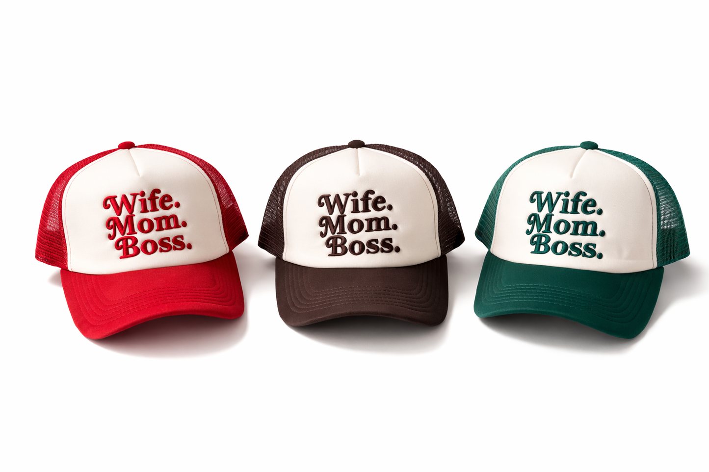 WIFE MOM BOSS - Western Trucker Meshback Ball Cap Hat