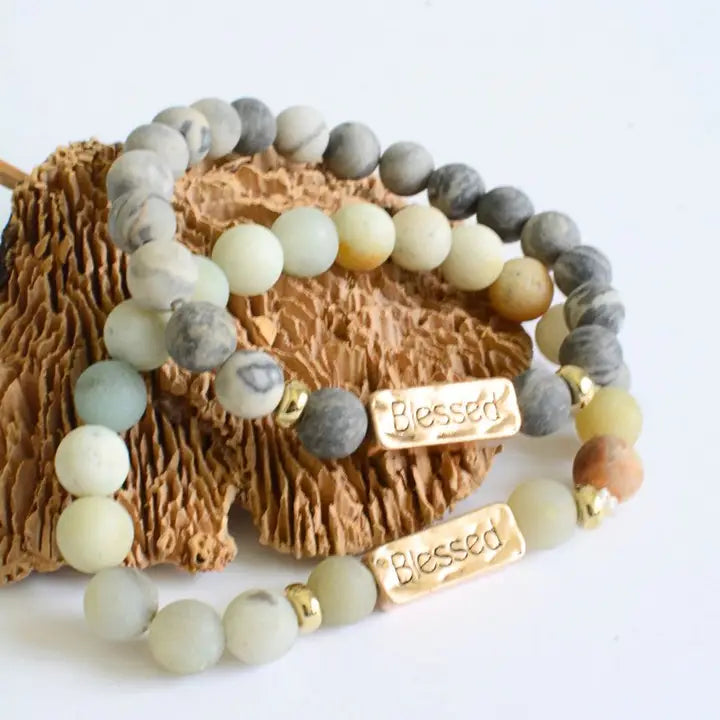 Blessed Stone Stretch Inspirational Religious Bracelet