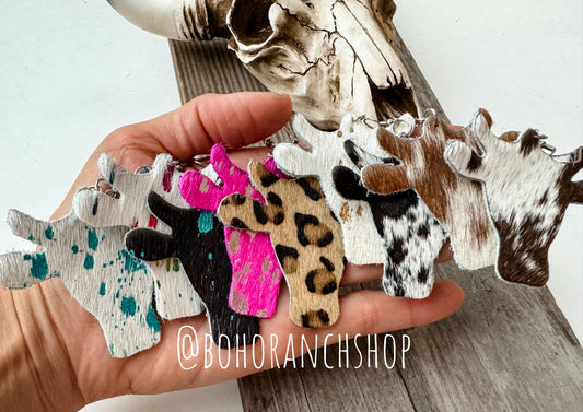 Western hairon Cowhide Cowhead Earrings