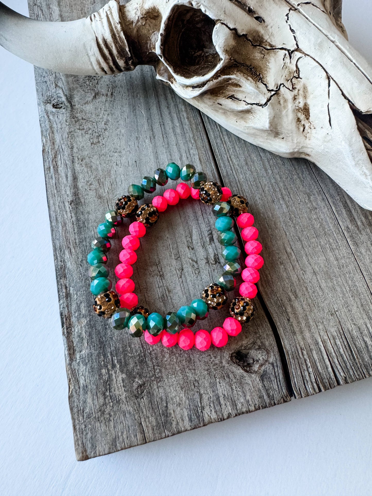 Western Stretch Stackable Leopard Bead Bracelet