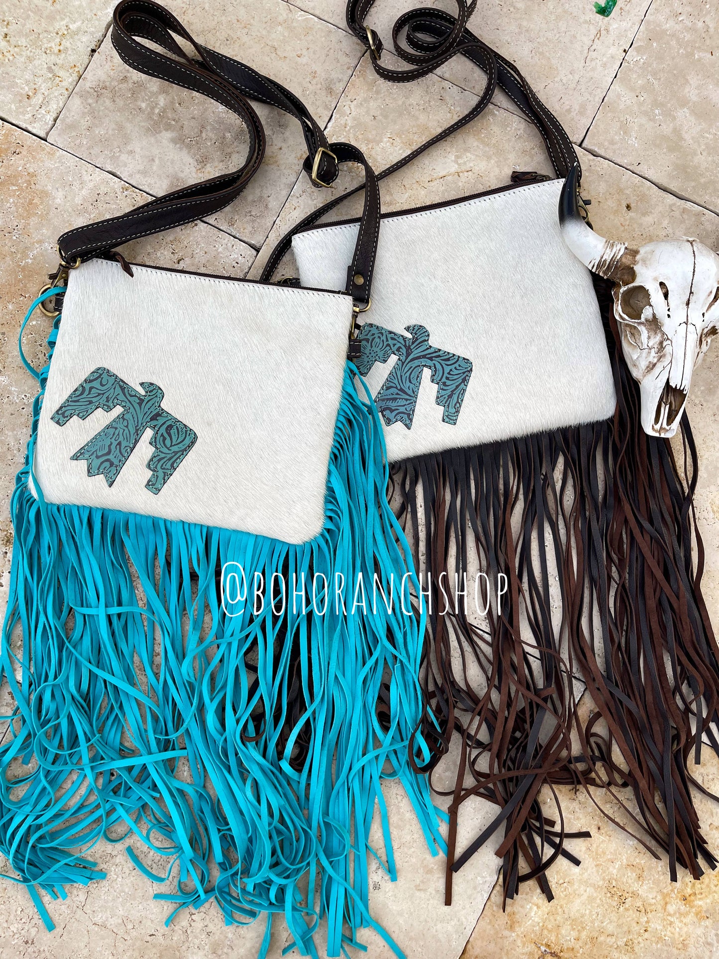 THUNDERBIRD COWHIDE CROSSBODY tooled Leather Cowhide Clutch