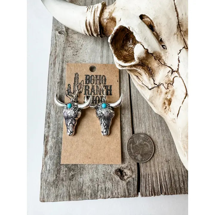 Steer Longhorn Earrings Bull Head Earrings