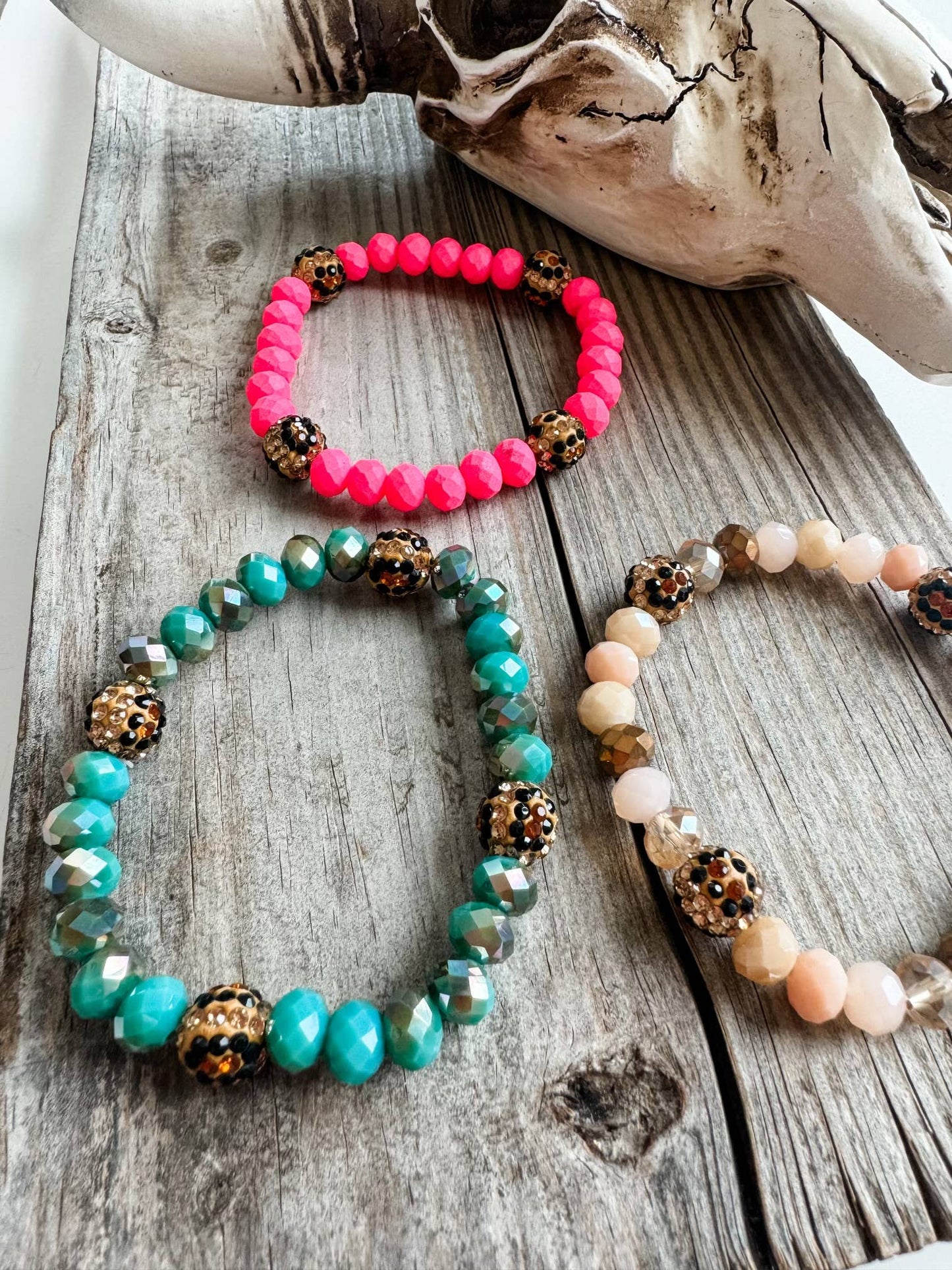 Western Stretch Stackable Leopard Bead Bracelet