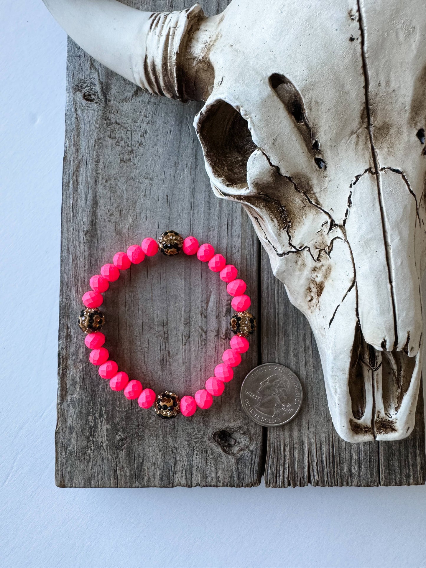 Western Stretch Stackable Leopard Bead Bracelet