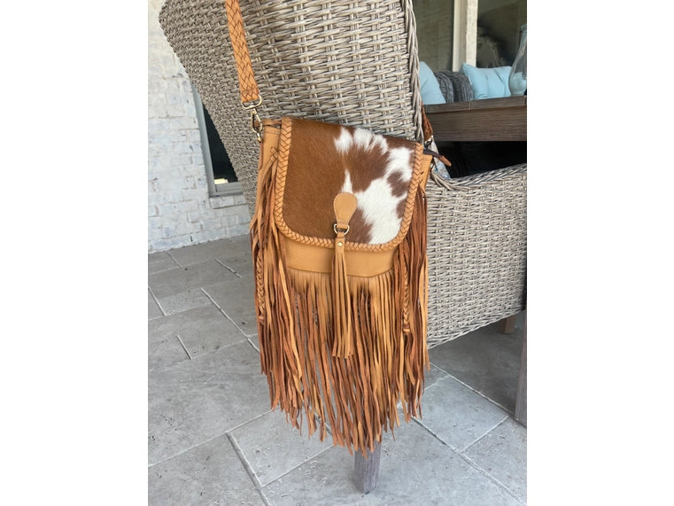 The Nancy Crossbody Genuine Hairon Cowhide Leather Tassel