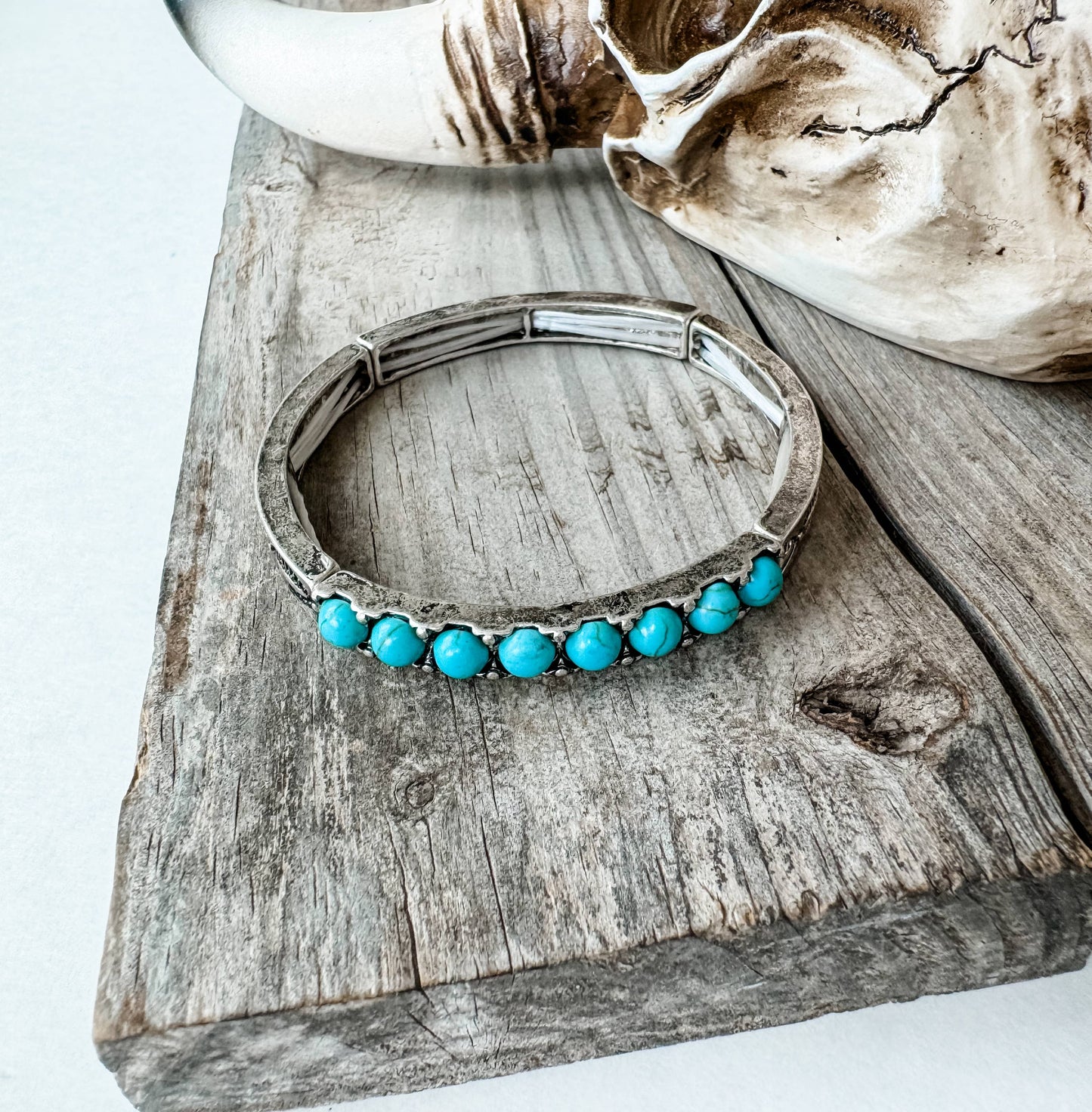 Western Texture with Bead Stretch Bracelet