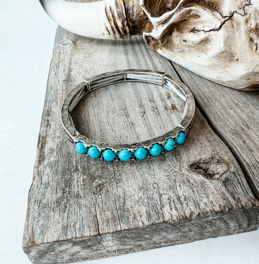 Western Texture with Bead Stretch Bracelet