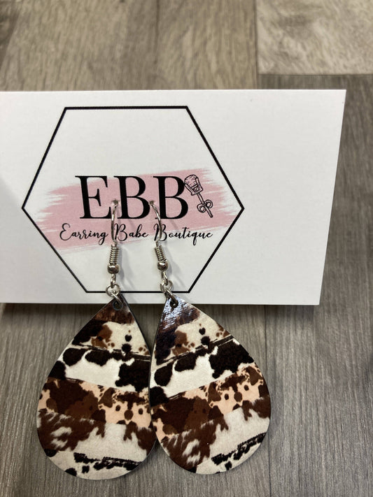 CowHide Wood Earrings