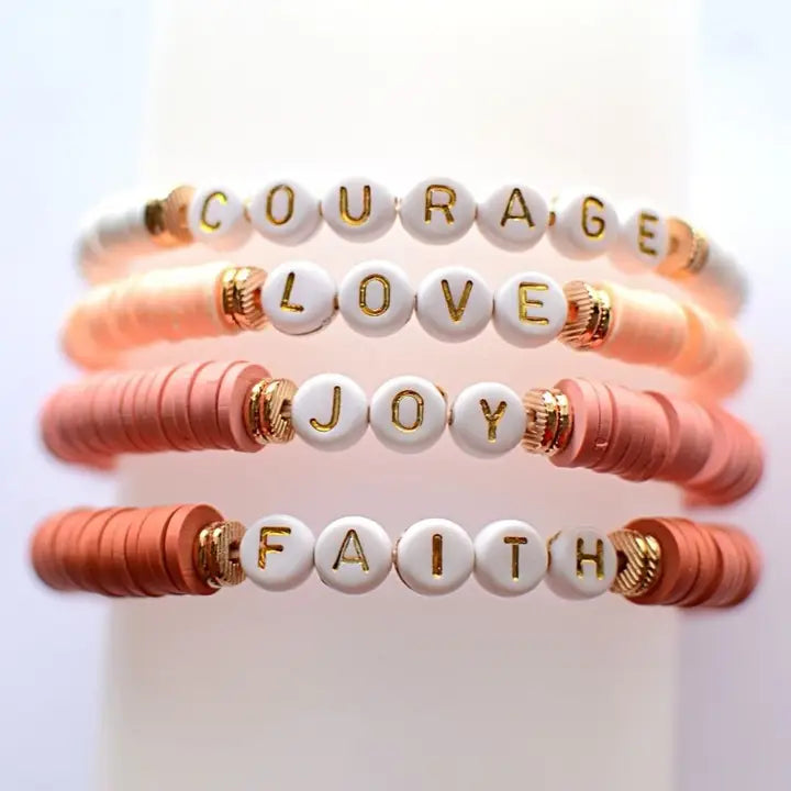 Courage Faith Joy Love Inspirational Stretch Bead Bracelets