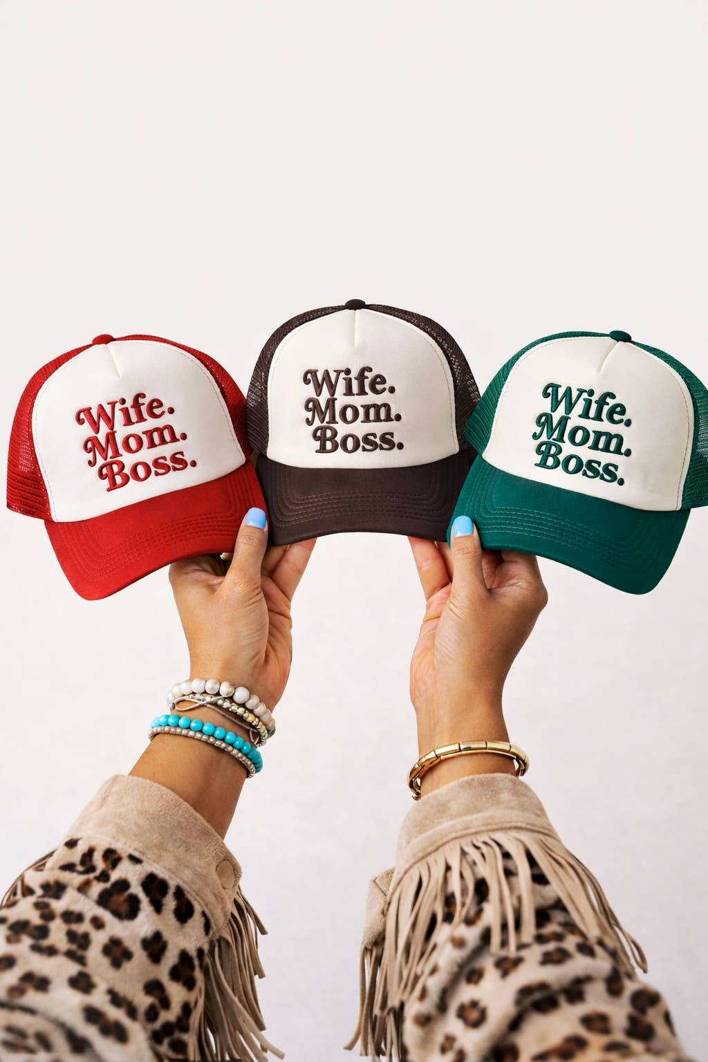WIFE MOM BOSS - Western Trucker Meshback Ball Cap Hat