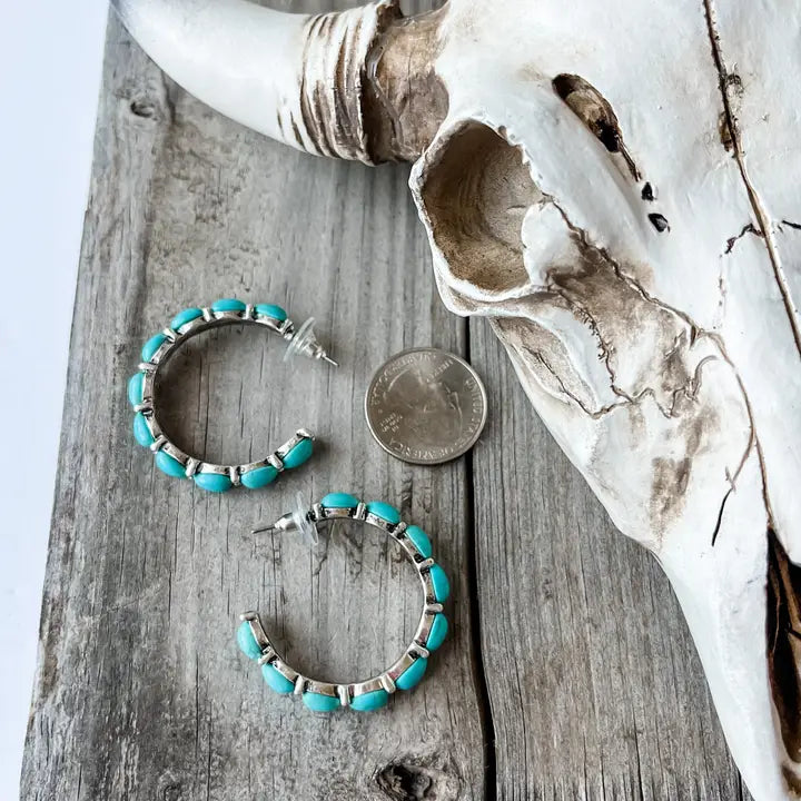 Western Hoop Stone Earrings