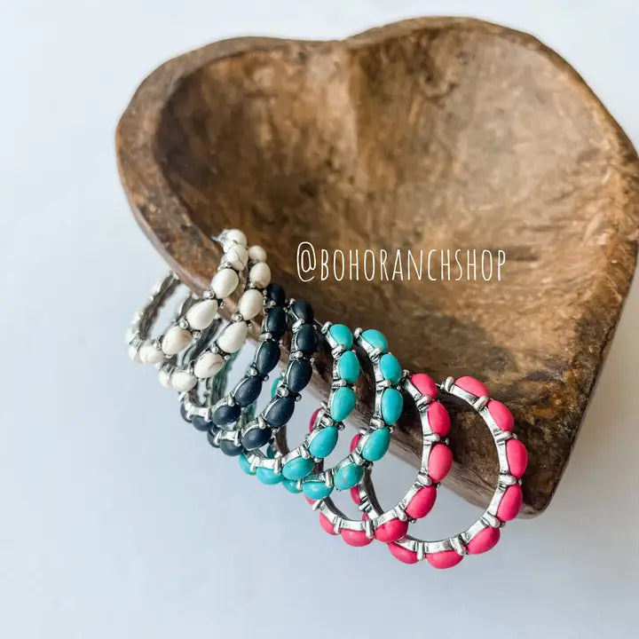 Western Hoop Stone Earrings