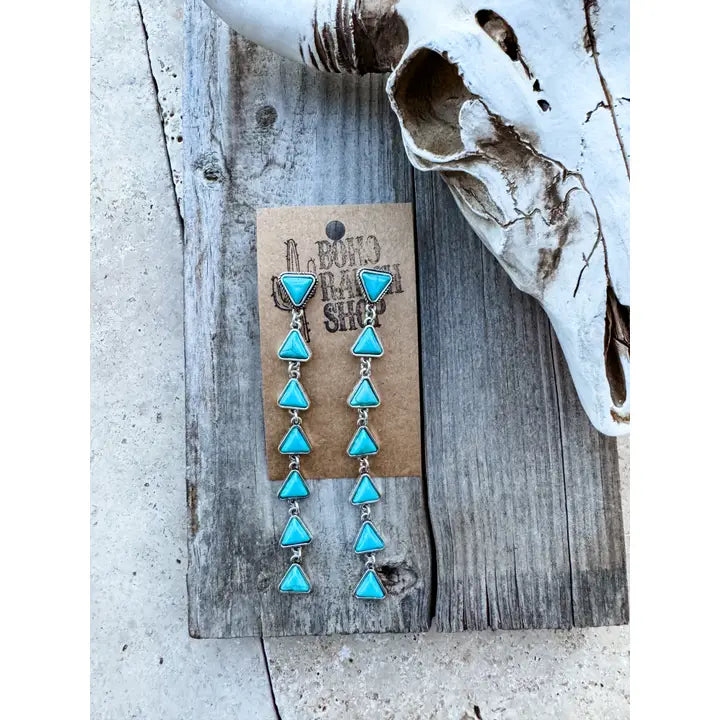 Western Triangle Stone Drop Stud Earrings