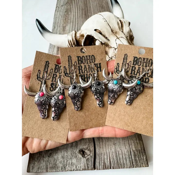 Steer Longhorn Earrings Bull Head Earrings
