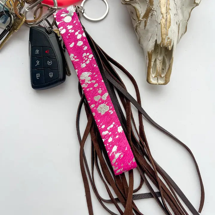 Cowhide Leather Fringe Tassel Keychain