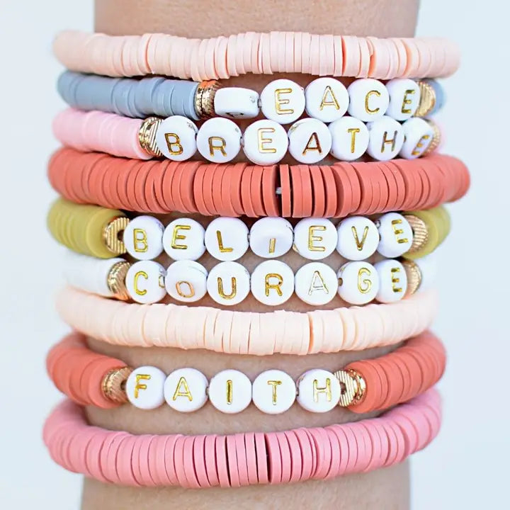 Courage Faith Joy Love Inspirational Stretch Bead Bracelets